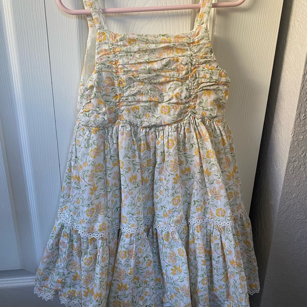 Floral Kids Dress with Yellow Accents